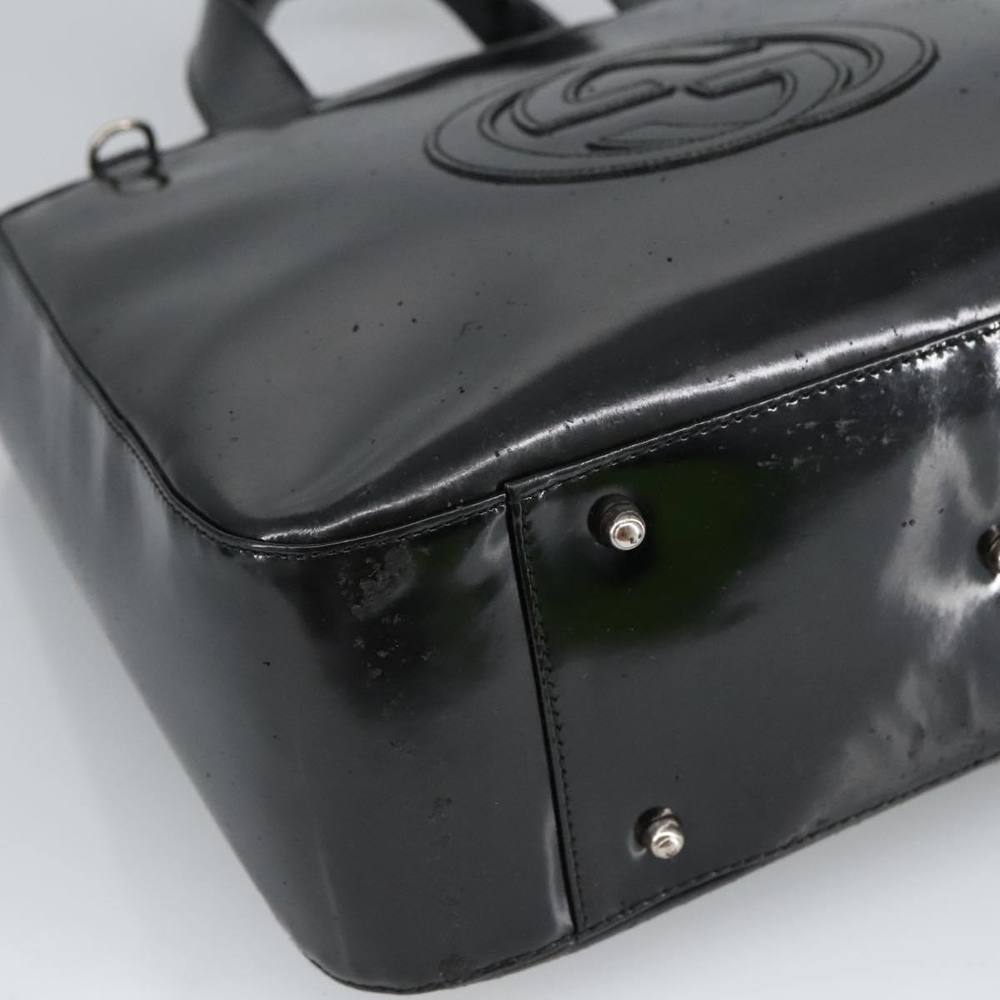 GUCCI Hand Bag Enamel 2way Black Silver 000 1013 0504 Auth fm3966 - Picture 14 of 16